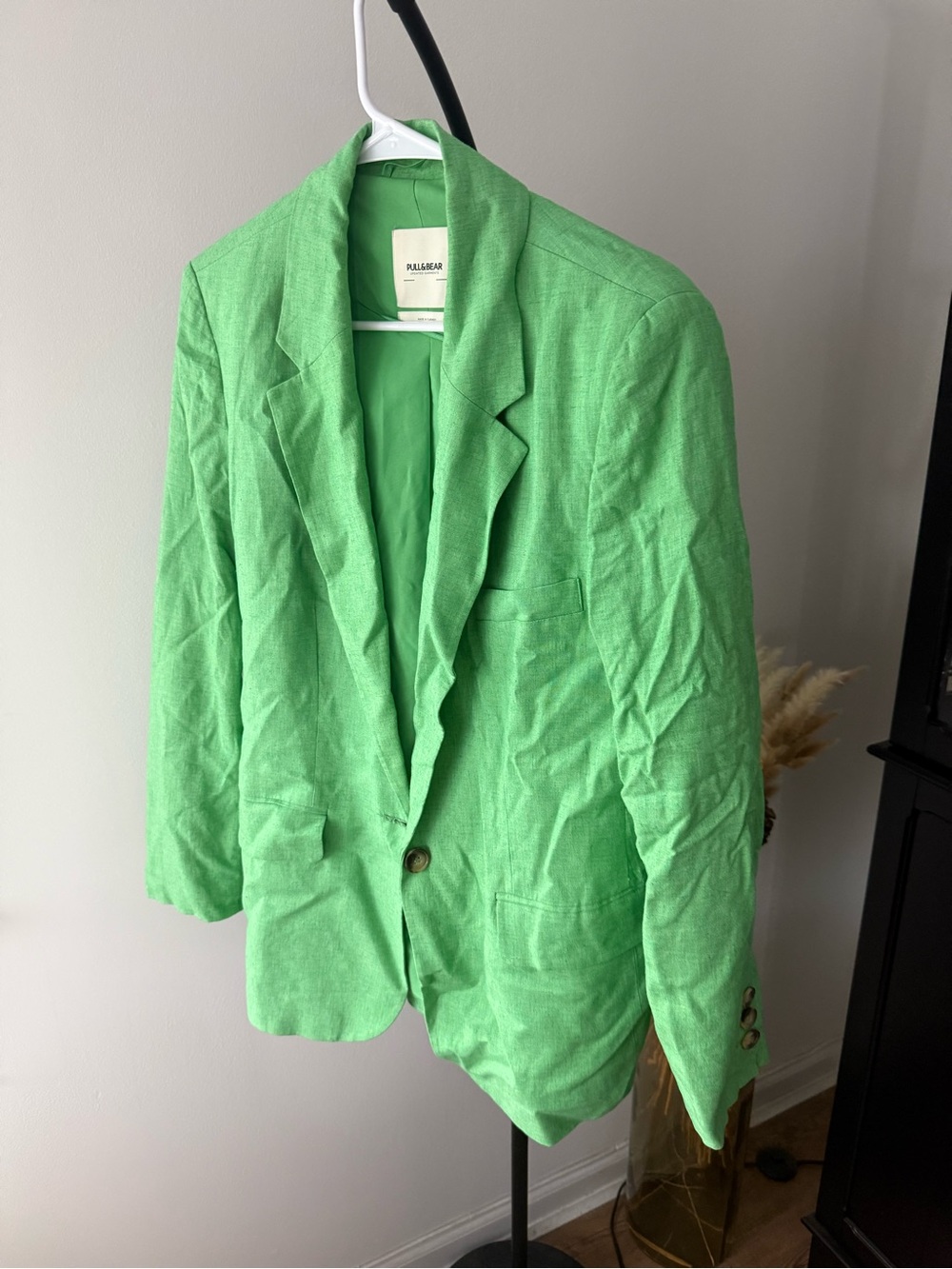 Pull&Bear Men's Bright Green Single-Breasted Blazer